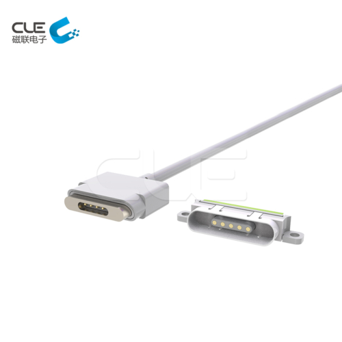 Male and female electrical connectors with magnetic cable